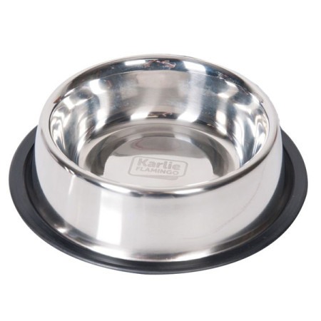 Flamingo Dish Rubber Rim ФЛАМІНГО РУБЕР РІМ миска з гумовим обідком для собак, нержавіюча сталь, 0.946 л Flamingo Dish Rubber Rim ФЛАМІНГО РУБЕР РІМ миска з гумовим обідком для собак, нержавіюча сталь, 0.946 л