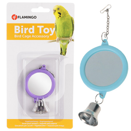 Flamingo Mirror Round+Bell ФЛАМІНГО КРУГЛЕ ДЗЕРКАЛО З ДЗВІНОЧКОМ іграшка для папуг Flamingo Mirror Round+Bell ФЛАМІНГО КРУГЛЕ ДЗЕРКАЛО З ДЗВІНОЧКОМ іграшка для папуг