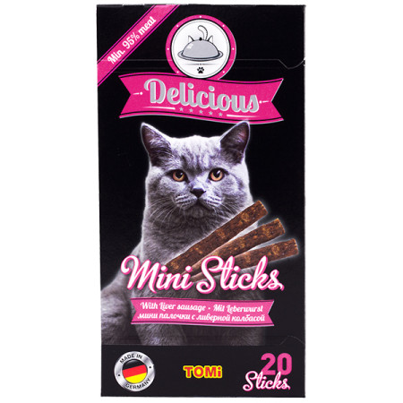 TOMi Delicious Mini Sticks Liver Sausage ТОМІ ДІЛІШЕС ПЕЧІНКОВА КОВБАСА ласощі для котів TOMi Delicious Mini Sticks Liver Sausage ТОМІ ДІЛІШЕС ПЕЧІНКОВА КОВБАСА ласощі для котів