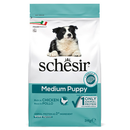 Schesir Dog Medium Puppy ШЕЗІР ЦУЦЕНЯ СЕРЕДНІХ КУРКА сухий монопротеїновий корм для цуценят середніх порід, 3 кг