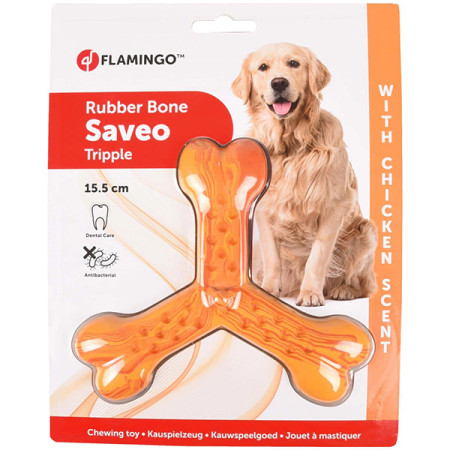 Flamingo Rubber Flexo Saveo Triple Bone Chicken ФЛАМІНГО САВЕО ПОТРІЙНА КІСТКА жувальна іграшка для собак, смак курки Flamingo Rubber Flexo Saveo Triple Bone Chicken ФЛАМІНГО САВЕО ПОТРІЙНА КІСТКА жувальна іграшка для собак, смак курки