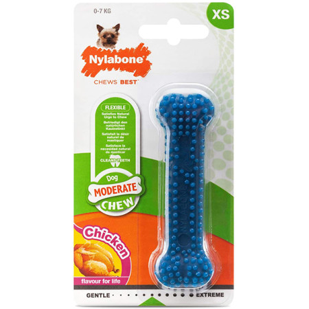 Nylabone Moderate Chew Dental Bone НІЛАБОН ДЕНТАЛ БОУН жувальна іграшка для собак, смак курки, XS Nylabone Moderate Chew Dental Bone НІЛАБОН ДЕНТАЛ БОУН жувальна іграшка для собак, смак курки, XS