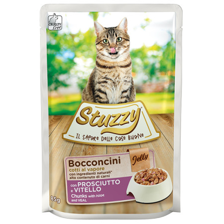 Stuzzy Cat Ham and Veal ШТУЗІ ШИНКА ТЕЛЯТИНА в желе консерви для котів, вологий корм, пауч 85г Stuzzy Cat Ham and Veal ШТУЗІ ШИНКА ТЕЛЯТИНА в желе консерви для котів, вологий корм, пауч 85г