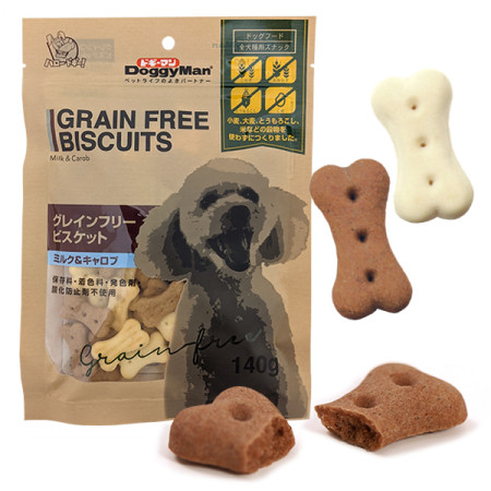 DoggyMan Biscuits Milk&Carob ДОГГИМЕН БИСКВИТ МОЛОКО&КЭРОБ беззерновое печенье, лакомство для собак, 140 г