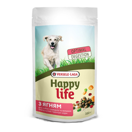 Happy Life Adult with Lamb ХЕППІ ЛАЙФ ЯГНЯ сухий преміум корм для собак середніх та великих порід, 350 г