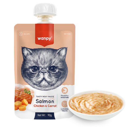 Wanpy Salmon Chicken & Carrot ВАНПІ КРЕМ-ПЮРЕ ЛОСОСЬ І КУРКА З МОРКВОЮ рідкий корм для котів Wanpy Salmon Chicken & Carrot ВАНПІ КРЕМ-ПЮРЕ ЛОСОСЬ І КУРКА З МОРКВОЮ рідкий корм для котів