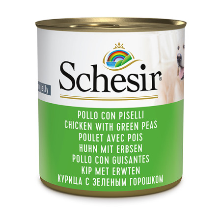 Schesir Chicken With Green Peas ШЕЗІР КУРКА З ЗЕЛЕНИМ ГОРОШКОМ в желе натуральні консерви для собак, вологий корм, банка 285г Schesir Chicken With Green Peas ШЕЗІР КУРКА З ЗЕЛЕНИМ ГОРОШКОМ в желе натуральні консерви для собак, вологий корм, банка 285г