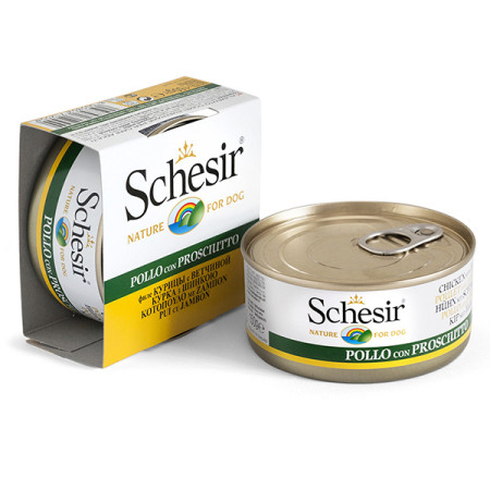 Schesir Chicken with Ham ШЕЗІР КУРЯЧЕ ФІЛЕ З ШИНКОЮ в желе натуральні консерви для собак, вологий корм, банка 150г Schesir Chicken with Ham ШЕЗІР КУРЯЧЕ ФІЛЕ З ШИНКОЮ в желе натуральні консерви для собак, вологий корм, банка 150г