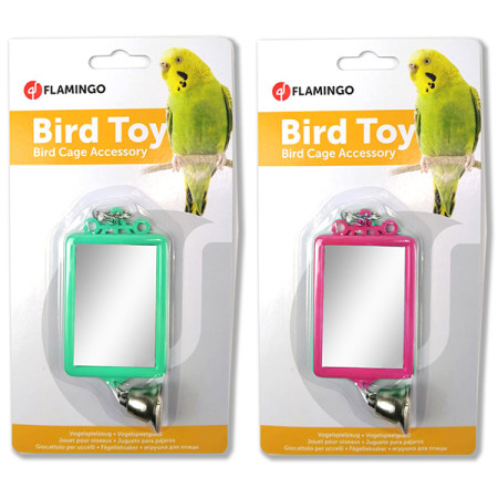 Flamingo Mirror Straight+Bell ФЛАМІНГО ПРЯМОКУТНЕ ДЗЕРКАЛО З ДЗВІНОЧКОМ іграшка для папуг Flamingo Mirror Straight+Bell ФЛАМІНГО ПРЯМОКУТНЕ ДЗЕРКАЛО З ДЗВІНОЧКОМ іграшка для папуг