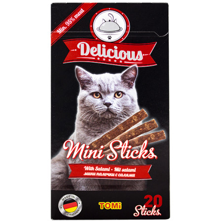 TOMi Delicious Mini Sticks Salami ТОМІ ДІЛІШЕС САЛЯМІ ласощі для котів TOMi Delicious Mini Sticks Salami ТОМІ ДІЛІШЕС САЛЯМІ ласощі для котів