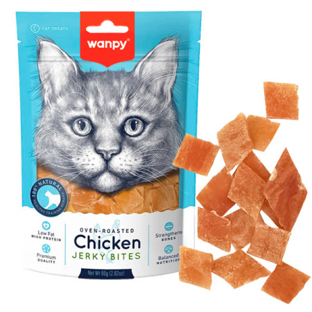 Wanpy Chicken Jerky Bites ВАНПІ ШМАТОЧКИ КУРЯЧІ В’ЯЛЕНІ ласощі для котів Wanpy Chicken Jerky Bites ВАНПІ ШМАТОЧКИ КУРЯЧІ В’ЯЛЕНІ ласощі для котів