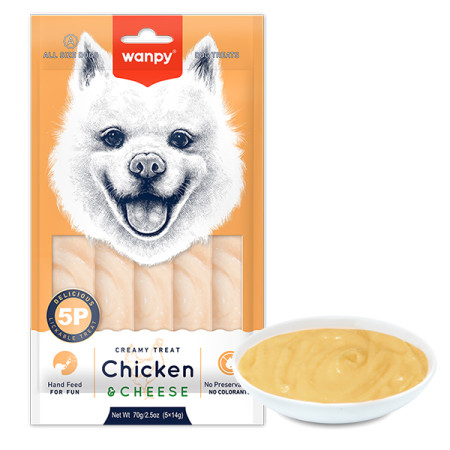 Wanpy Creamy Lickable Treat Chicken&Cheese ВАНПІ КУРКА СИР рідкі ласощі для собак Wanpy Creamy Lickable Treat Chicken&Cheese ВАНПІ КУРКА СИР рідкі ласощі для собак