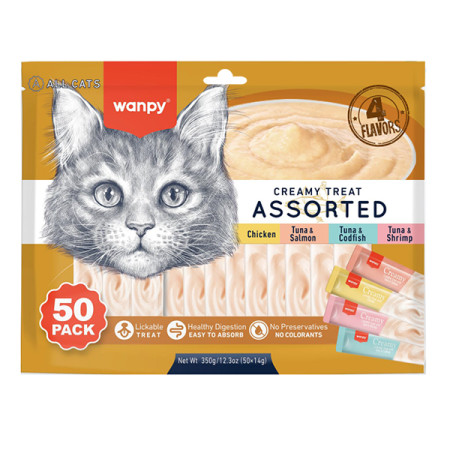 Wanpy Creamy Treat Assorted ВАНПІ МІКС ЛАСОЩІВ рідкі ласощі для котів, набір Wanpy Creamy Treat Assorted ВАНПІ МІКС ЛАСОЩІВ рідкі ласощі для котів, набір