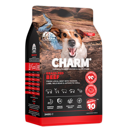 Charm Grass-Fed Beef ЧАРМ БИЧКИ ВІДГОДОВАНІ НА ТРАВІ сухий беззерновий холістик корм для собак, 340 г