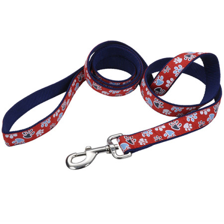 Coastal Pet Attire Ribbon КОСТАЛ РІББОН повідець для собак, 2.5смХ1.8м, колір червоний з лапками