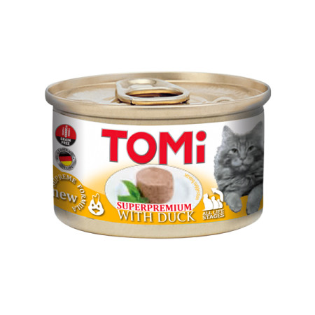 TOMi Duck ТОМІ КАЧКА мус консерви для котів, банка 85г TOMi Duck ТОМІ КАЧКА мус консерви для котів, банка 85г