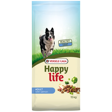 Happy Life Adult with Salmon ХЕППІ ЛАЙФ ЛОСОСЬ сухий преміум корм для собак усіх порід, 15 кг