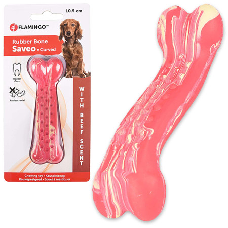 Flamingo Rubber Saveo Curved Bone Beef ФЛАМІНГО САВЕО ВИГНУТА КІСТКА жувальна іграшка для собак, смак яловичини, 10,5х3,5 см Flamingo Rubber Saveo Curved Bone Beef ФЛАМІНГО САВЕО ВИГНУТА КІСТКА жувальна іграшка для собак, смак яловичини, 10,5х3,5 см
