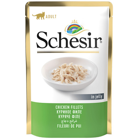 Schesir Chicken Fillets ШЕЗІР КУРЯЧЕ ФІЛЕ в желе натуральні консерви для котів, вологий корм, пауч 85г Schesir Chicken Fillets ШЕЗІР КУРЯЧЕ ФІЛЕ в желе натуральні консерви для котів, вологий корм, пауч 85г