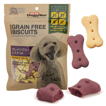 DoggyMan Biscuits Purple Sweet Potato&Sweet Potato ДОГГИМЕН БИСКВИТ ФИОЛЕТОВЫЙ БАТАТ беззерновое печенье, лакомство для собак, 140 г