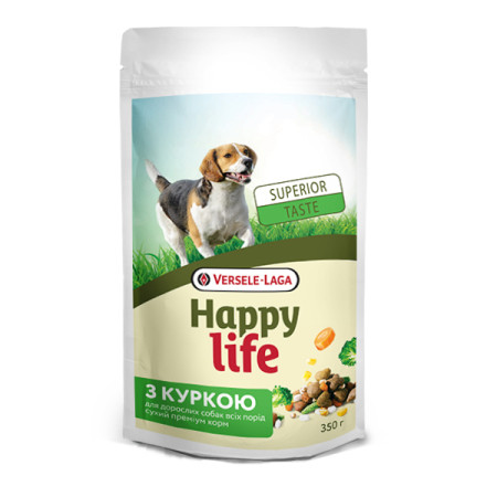 Happy Life Adult Dinner with Chicken ХЕППІ ЛАЙФ ВЕЧЕРЯ КУРКА З ОВОЧАМИ сухий преміум корм для собак усіх порід, 350 г