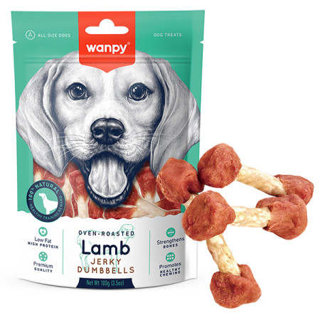 Wanpy Lamb Jerky Dumbell ВАНПІ В’ЯЛЕНЕ ЯГНЯ КІСТКА-ГАНТЕЛЬ лакомство для собак Wanpy Lamb Jerky Dumbell ВАНПІ В’ЯЛЕНЕ ЯГНЯ КІСТКА-ГАНТЕЛЬ лакомство для собак