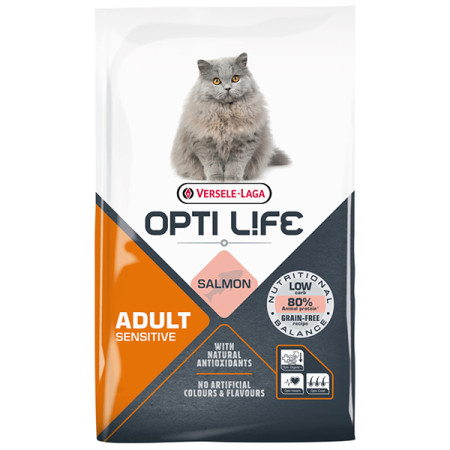 Opti Life Sensitive ОПТІ ЛАЙФ ЛОСОСЬ СЕНСІТІВ беззерновий сухий суперпреміум корм для котів з чутливим травленням, 7.5 кг