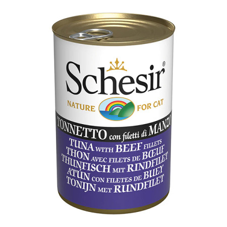 Schesir Tuna with Beef Fillets ШЕЗІР ТУНЕЦЬ З ФІЛЕ ЯЛОВИЧИНИ в желе натуральні консерви для котів, вологий корм, банка 140г Schesir Tuna with Beef Fillets ШЕЗІР ТУНЕЦЬ З ФІЛЕ ЯЛОВИЧИНИ в желе натуральні консерви для котів, вологий корм, банка 140г