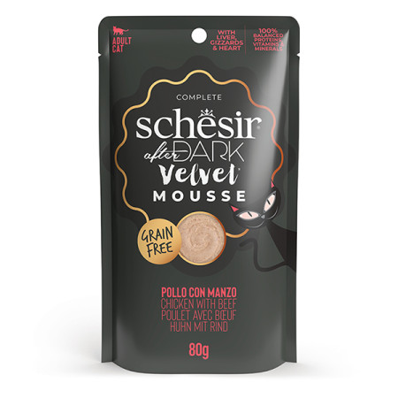 Schesir After Dark Chicken With Beef ШЕЗІР КУРКА З ЯЛОВИЧИНОЮ мус, натуральні консерви для котів, пауч 80г Schesir After Dark Chicken With Beef ШЕЗІР КУРКА З ЯЛОВИЧИНОЮ мус, натуральні консерви для котів, пауч 80г