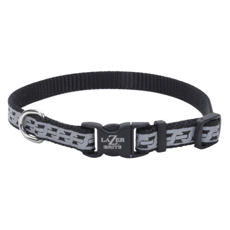 Coastal Lazer Brite Reflective Collar КОСТАЛ ЛАЗЕР БРАЙТ светоотражающий ошейник для собак, 1х20-30см, колір черное звено