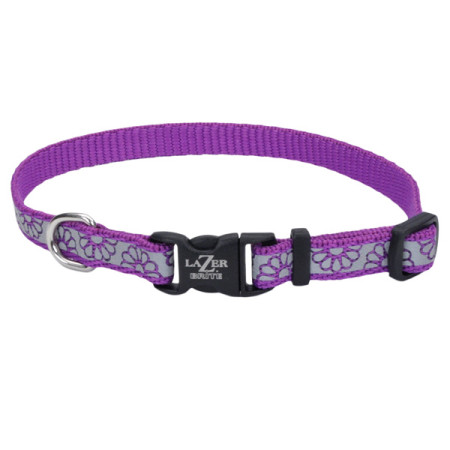 Coastal Lazer Brite Reflective Collar КОСТАЛ ЛАЗЕР БРАЙТ светоотражающий ошейник для собак, 1х20-30см, цвет фиолетовая ромашка