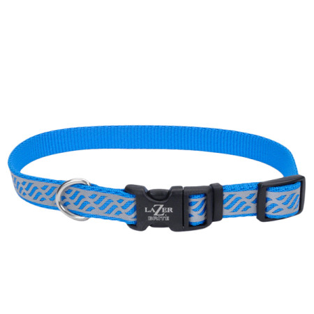 Coastal Lazer Brite Reflective Collar КОСТАЛ ЛАЗЕР БРАЙТ светоотражающий ошейник для собак, 1.6х30-46см, цвет голубая волна