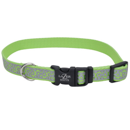 Coastal Lazer Brite Reflective Collar КОСТАЛ ЛАЗЕР БРАЙТ светоотражающий ошейник для собак, 1.6х30-46см, цвет лайм