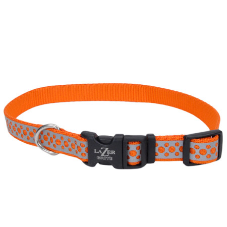 Coastal Lazer Brite Reflective Collar КОСТАЛ ЛАЗЕР БРАЙТ светоотражающий ошейник для собак, 1.6х30-46см, цвет оранжевые точки