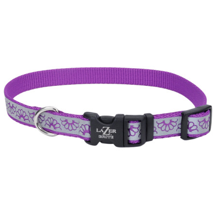 Coastal Lazer Brite Reflective Collar КОСТАЛ ЛАЗЕР БРАЙТ светоотражающий ошейник для собак, 1.6х30-46см, цвет фиолетовая ромашка