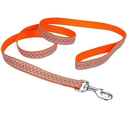 Coastal Lazer Brite Reflective Leash КОСТАЛ ЛАЗЕР БРАЙТ светоотражающий поводок для собак, 1.6смХ1.2м, цвет оранжевые точки