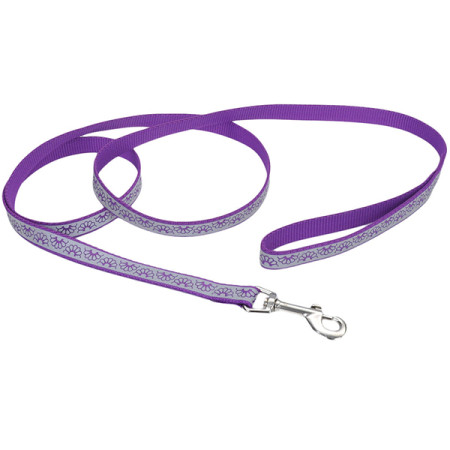 Coastal Lazer Brite Reflective Leash КОСТАЛ ЛАЗЕР БРАЙТ світловідбивний повідець для собак, 1.6смХ1.2м, колір фіолетова ромашка