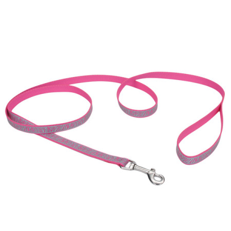 Coastal Lazer Brite Reflective Leash КОСТАЛ ЛАЗЕР БРАЙТ светоотражающий поводок для собак, 1.6смХ1.2м, цвет розовая зебра