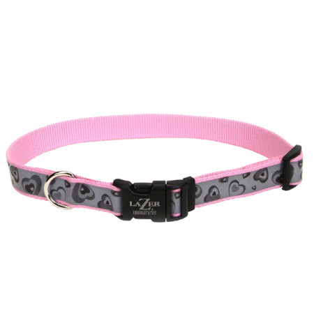 Coastal Lazer Brite Reflective Collar КОСТАЛ ЛАЗЕР БРАЙТ светоотражающий ошейник для собак, 1.6х30-46см, цвет сердца розовый
