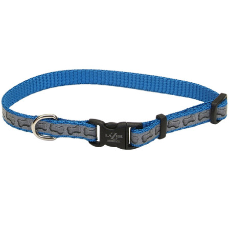Coastal Lazer Brite Reflective Collar КОСТАЛ ЛАЗЕР БРАЙТ светоотражающий ошейник для собак, 1.6х30-46см, цвет бирюзовый с косточками