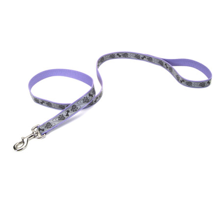 Coastal Lazer Brite Reflective Leash КОСТАЛ ЛАЗЕР БРАЙТ светоотражающий поводок для собак, 1.6смХ1.2м, цвет лапа кость фиолетовый
