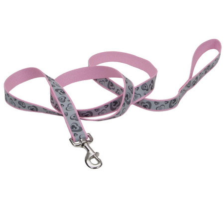 Coastal Lazer Brite Reflective Leash КОСТАЛ ЛАЗЕР БРАЙТ светоотражающий поводок для собак, 2.5смХ1.8м, цветс сердца розовый