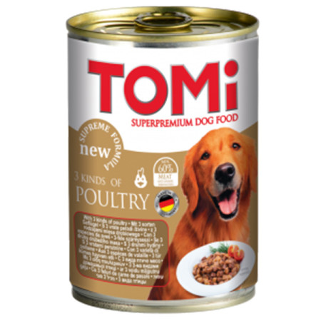 TOMi 3 Kinds of Poultry ТОМІ 3 ВИДИ ПТИЦІ консерви для собак, вологий корм TOMi 3 Kinds of Poultry ТОМІ 3 ВИДИ ПТИЦІ консерви для собак, вологий корм