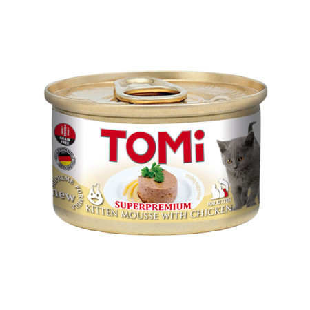 TOMi For Kitten with Chicken ТОМІ ДЛЯ КОШЕНЯТ КУРКА консерви для кошенят, мус, банка 85г TOMi For Kitten with Chicken ТОМІ ДЛЯ КОШЕНЯТ КУРКА консерви для кошенят, мус, банка 85г