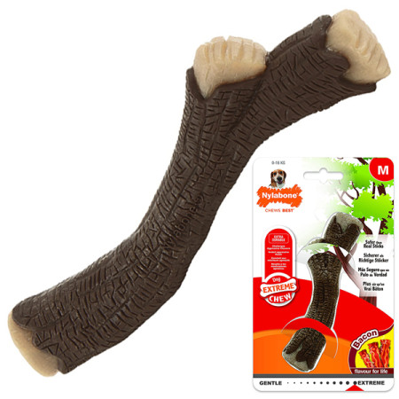 Nylabone Extreme Chew Wooden Stick НІЛАБОН ГІЛКА жувальна іграшка для собак, смак бекону, M Nylabone Extreme Chew Wooden Stick НІЛАБОН ГІЛКА жувальна іграшка для собак, смак бекону, M