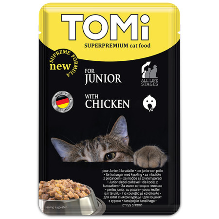 TOMi Superpremium Junior ТОМІ ДЛЯ КОШЕНЯТ консерви для кошенят, вологий корм, пауч 100г TOMi Superpremium Junior ТОМІ ДЛЯ КОШЕНЯТ консерви для кошенят, вологий корм, пауч 100г
