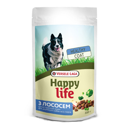 Happy Life Adult with Salmon ХЕППІ ЛАЙФ ЛОСОСЬ сухий преміум корм для собак усіх порід, 350 г