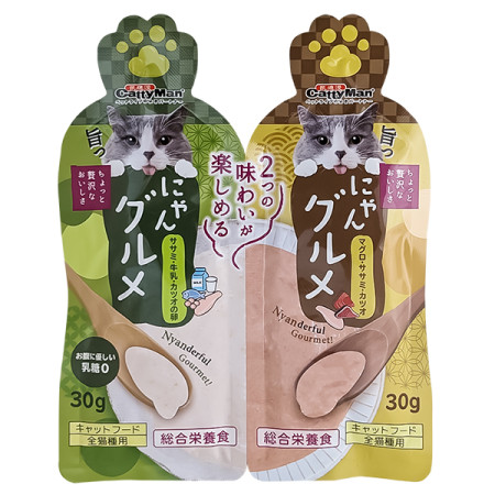CattyMan Complete Twins Pouch КЭТТИМЕН ДВА ВКУСА: КУРИЦА МОЛОКО ИКРА И ТУНЕЦ КУРИЦА МАКРЕЛЬ крем-пюре, жидкий корм для котов CattyMan Complete Twins Pouch КЭТТИМЕН ДВА ВКУСА: КУРИЦА МОЛОКО ИКРА И ТУНЕЦ КУРИЦА МАКРЕЛЬ крем-пюре, жидкий корм для котов