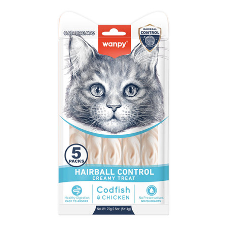 Wanpy Functional Creamy Lickable Treat Hairball Control ВАНПІ ВИВЕДЕННЯ ШЕРСТІ функціональні рідкі ласощі для котів Wanpy Functional Creamy Lickable Treat Hairball Control ВАНПІ ВИВЕДЕННЯ ШЕРСТІ функціональні рідкі ласощі для котів