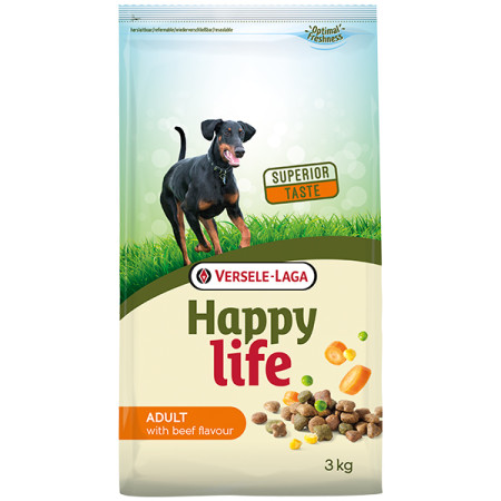 Happy Life Adult with Beef flavouring ХЕППІ ЛАЙФ ЯЛОВИЧИНА сухий преміум корм для собак усіх порід, 3 кг